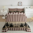 thumbnail image 2 of jejeloiu Safari Animals Bear Bedding Comforter Set,Rustic Farmhouse Cabin Twin Comforter Sets,Red Beige Checkered Bedding Set For Teens,Microfiber Bedroom Decor,2pcs, 2 of 8