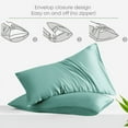 thumbnail image 6 of LINENWALAS California King Sheet Sets, Cooling Sheets, Rayon Derived from Bamboo, Deep Pocket Up to 16", Breathable & Soft Bed Sheets, Luxury Silky Bedding Sheets (Cal King, Aqua), 6 of 9
