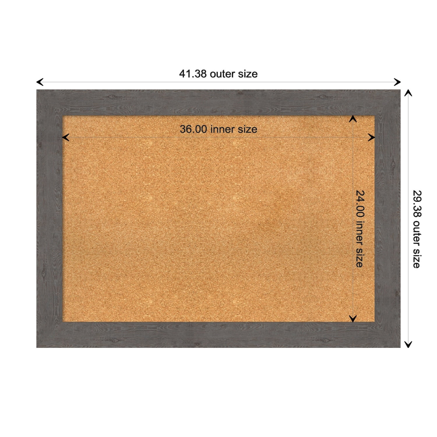 Amanti Art Natural Cork Board Framed Rustic Plank Grey Bulletin Board 23 in. x 17 in.