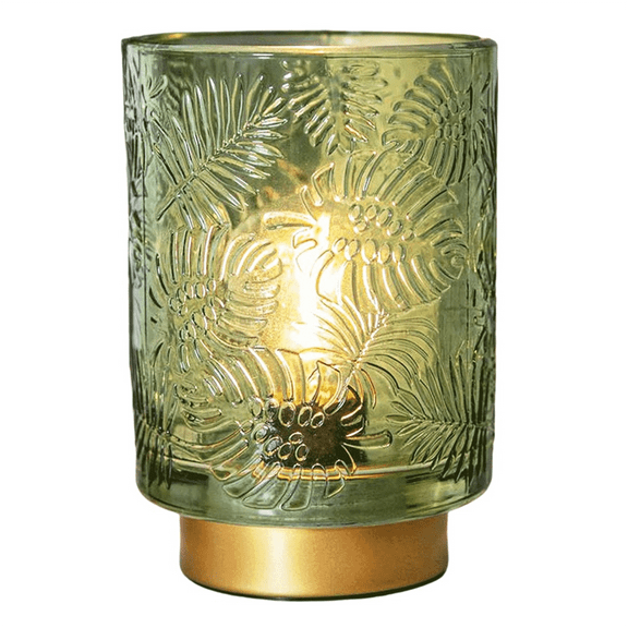 Small Battery Operated Lamp - Portable Cordless for Home Decor, Glass Table with Decor Aesthetic Jade Green