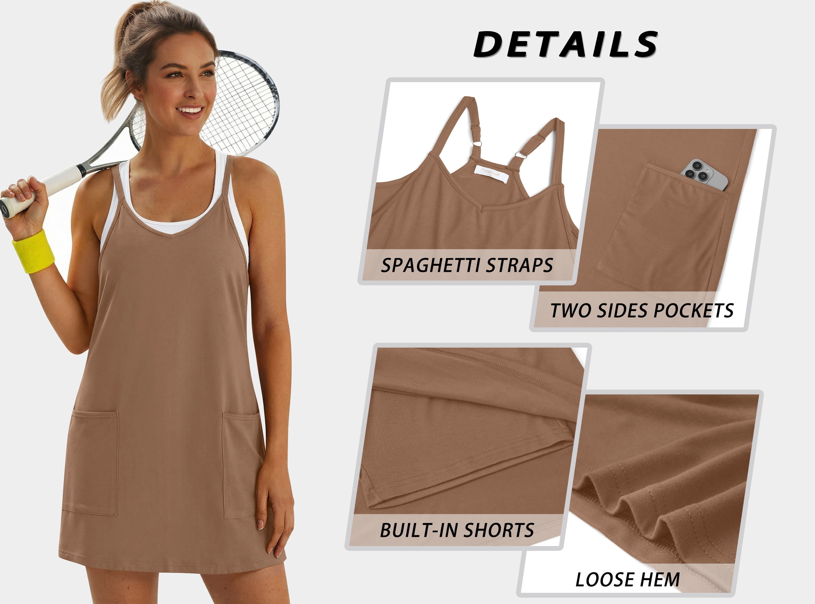 Rosvigor Women Workout Dresses Tennis Athletic Dress Built in Shorts Sundress Women Casual Dress Summer Travel Vacation