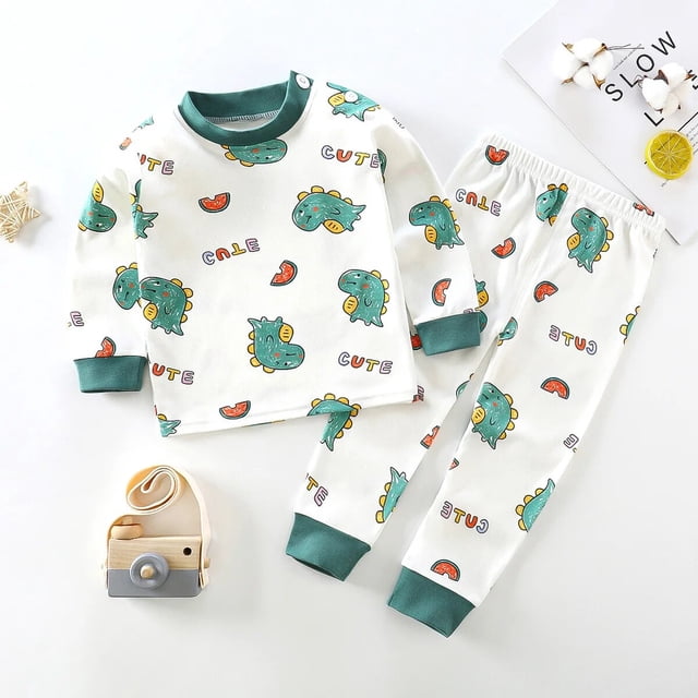 Ropa de dormir de algodón para niños y niñas, Pijamas de Navidad, conjunto de dos piezas de algodón para el hogar de 2 a 7 años