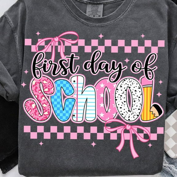 Coquette First Day of School Shirt, Preppy Back to School Shirt for Teachers and Students, Cute Pink Bow School Shirt for Pre-K to 5th Grade