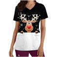thumbnail image 2 of LSLJS Christmas Blouse de Noël à Manches Courtes Col en V avec Poches Imprimées pour Femmes, Scrub Tops, 2 of 5