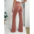 thumbnail image 4 of Women's Corduroy Flare Pants, Casual Retro High Waisted Bell Bottom Trousers with Pockets, Wide Leg Pants for Women, 70s Vintage Style Denim Pants,Pink,M, 4 of 8