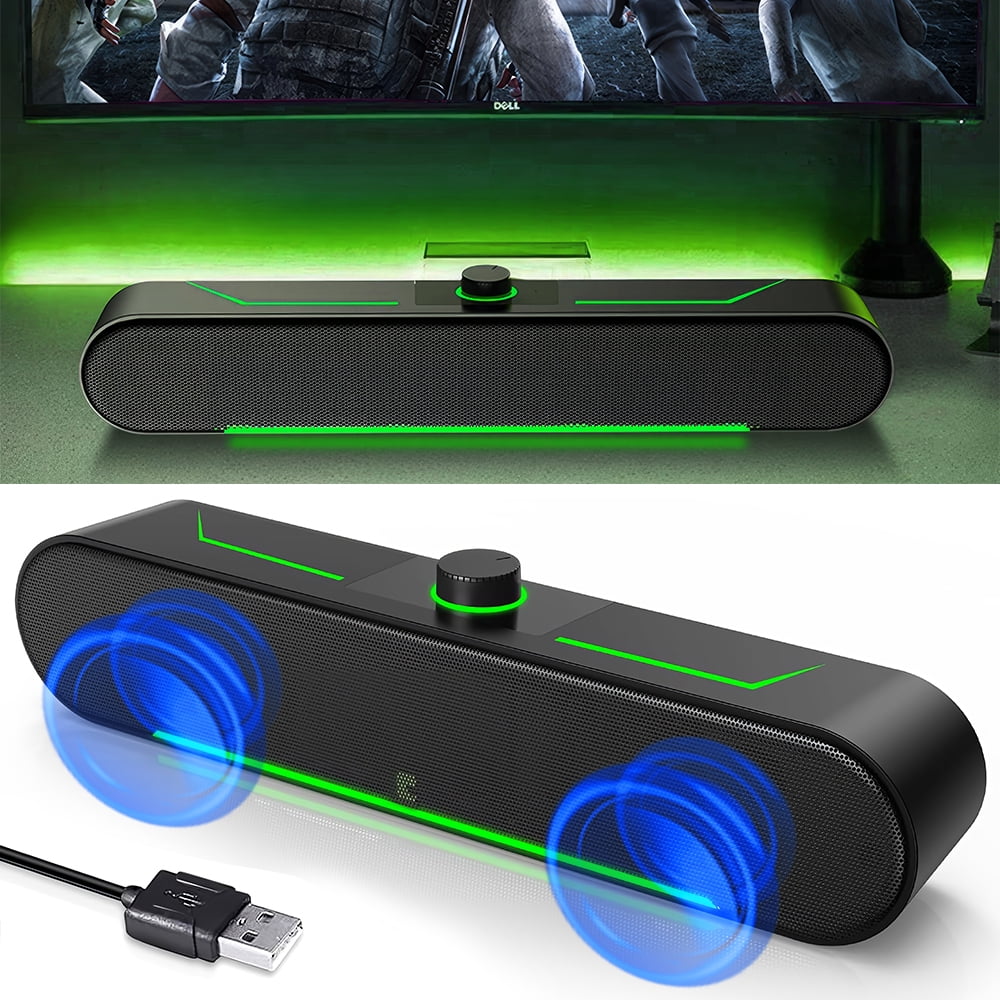 VTIN Dual 2'' Bluetooth 5.3 Computer Speakers, HiFi Stereo Sound, Breathing LED, Top Volume Knob, USB-Powered Wired Soundbar for PC, Desktop, Laptop & Monitor