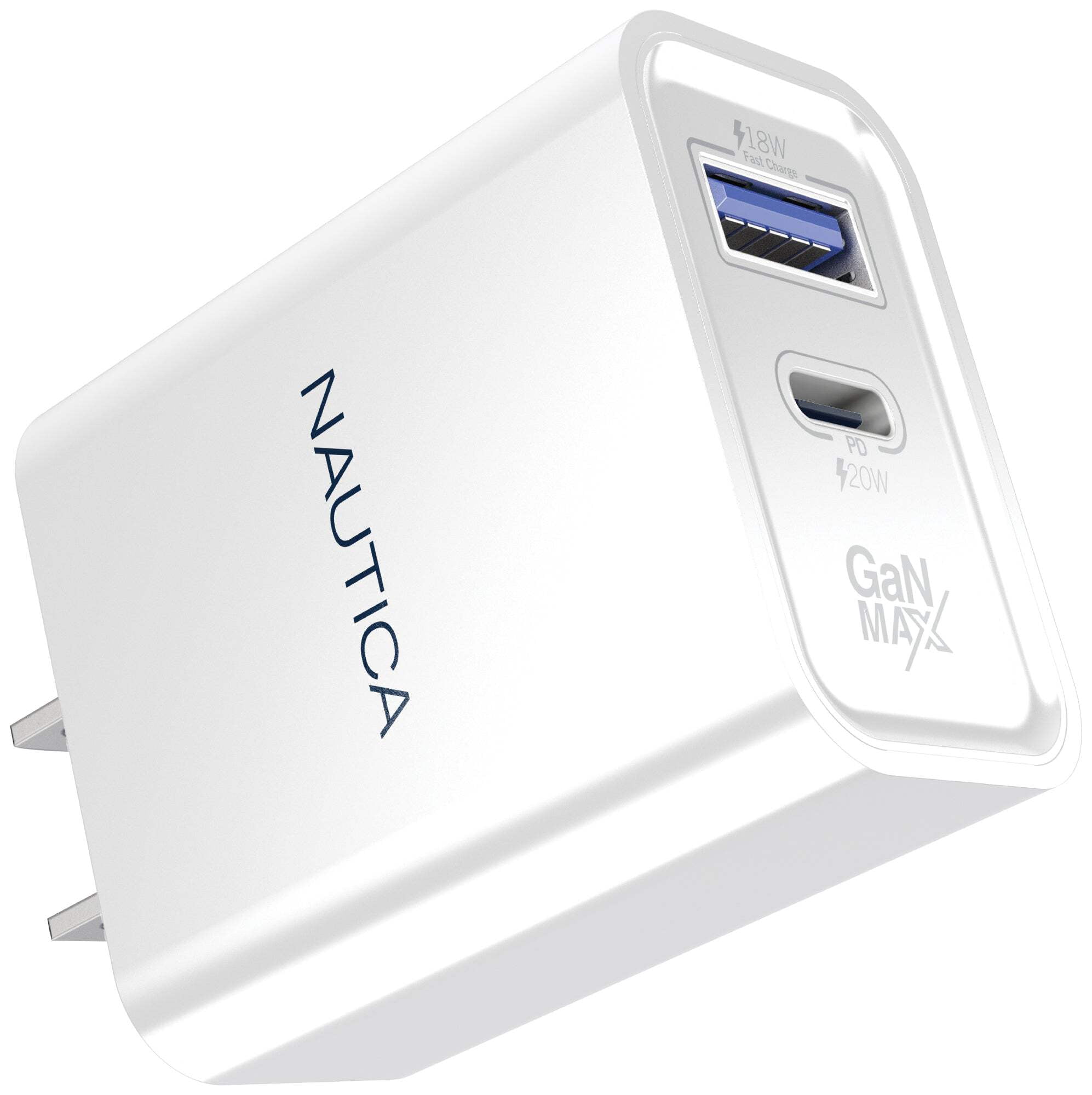 Nautica Wall Charger – 20W USB-C/USB-A Fast Charging Adapter for Samsung Galaxy S25/S24/S23/Z Fold 5, iPhone 16/15/14/13/12
