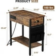 thumbnail image 5 of Night Stand w/USB Ports, End Table with Charging Station, Narrow Side Table with Drawer Storage Shelf, 5 of 6