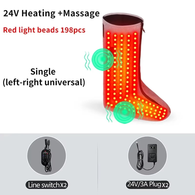 Heated Leg & Foot Massager – Electric Warming Boot with Vibration & Red Light, Full Calf to Foot Coverage, 3 Heat Levels, Auto-Off Timer, Washable, One Size, USB Powered, 1-Pack