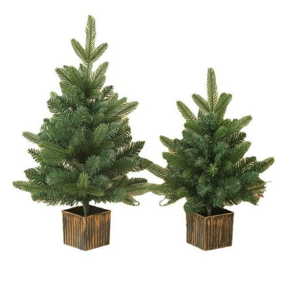 DAMAI 23.6 Inch Norfolk Christmas Pine Tree with Pot - Tabletop Christmas Tree with Real Touch PE Branch Tips for Front Porch Kitchens Home Indoor Outdoor Xmas Decor