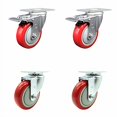 thumbnail image 2 of Polyurethane Swivel Top Plate Caster Set of 4 with 4 Inch Red Wheels - Includes 2 Swivel with Total Locking Brakes and 2 Swivel - 1400 lbs. Total Capacity - Service Caster Brand, 2 of 4