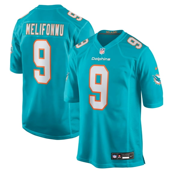 Men's Nike Ifeatu Melifonwu Aqua Miami Dolphins Team Game Jersey