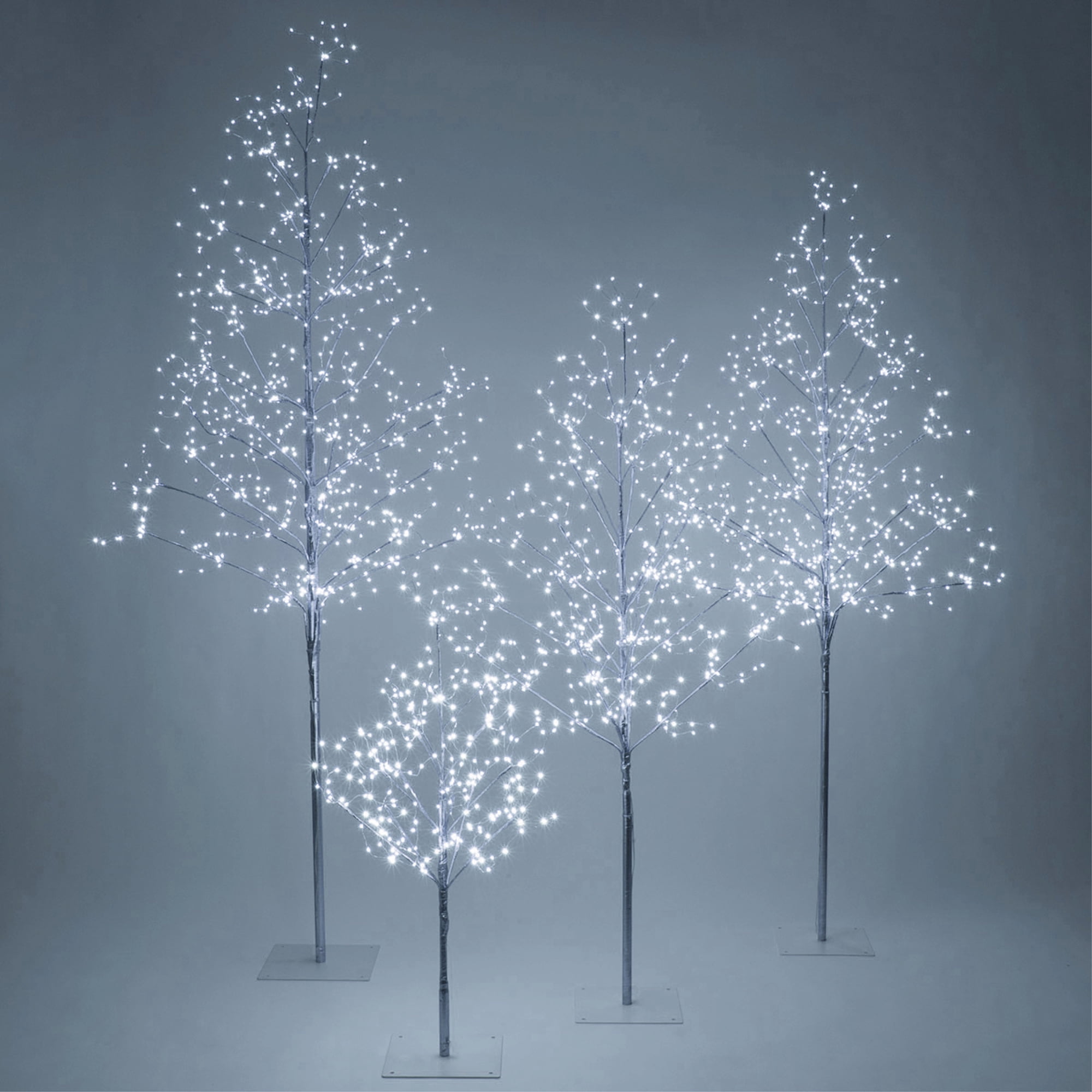 Wintergreen Lighting 4ft Lighted Tree Decoration with Silver Branches, 390 Cool White Fairy Lights, Fairy Light Tree
