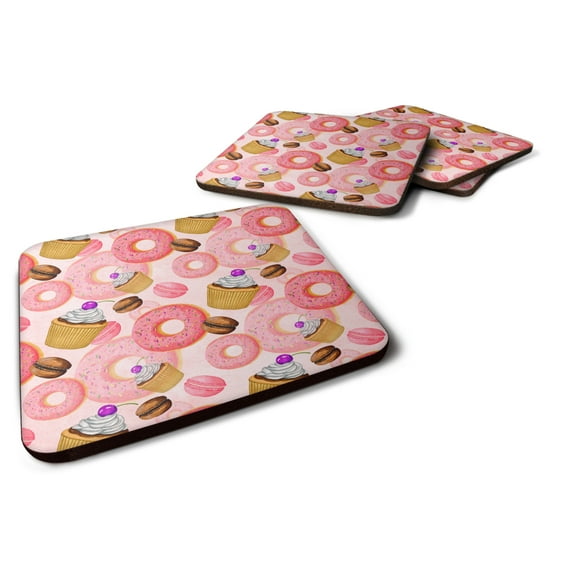 Watercolor Sweet Pastries Foam Coaster Set of 4