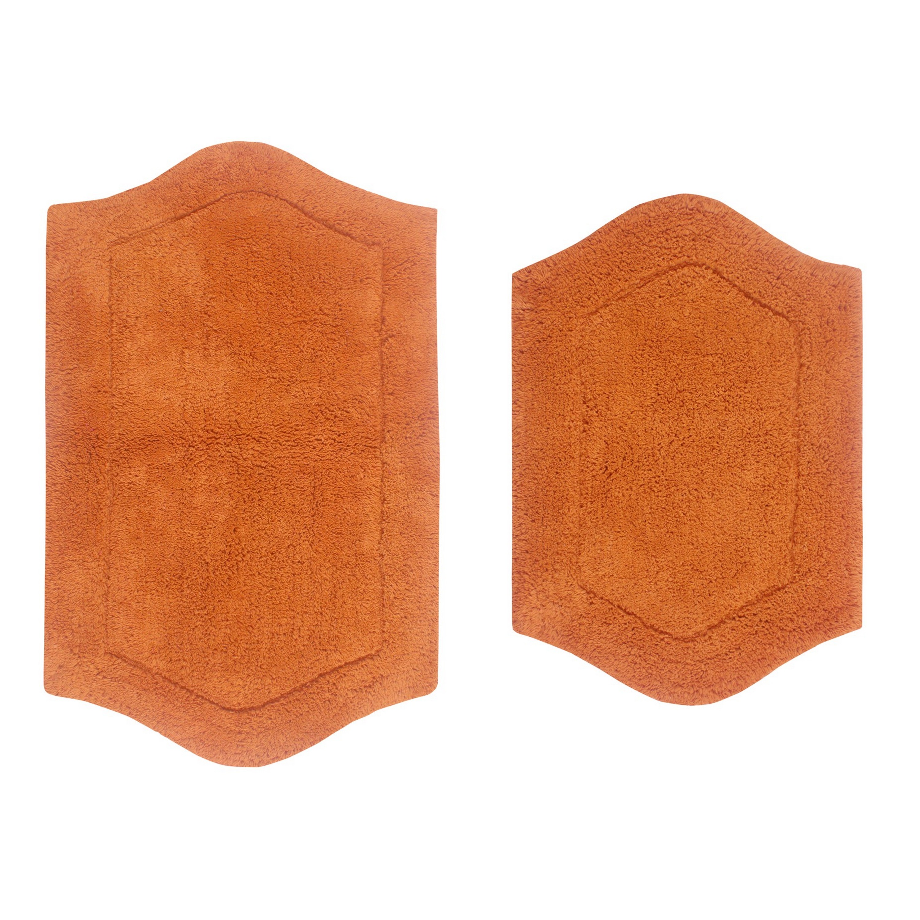 Home Weavers Waterford Collection 100% Cotton Non-Slip Bathroom Rug Set Machine Washable Bathroom Rug-17"x24", Bath Rug- 21"x34", Terracotta Color 2 Piece Bath Rug set