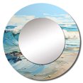 thumbnail image 2 of Designart "Simplistic Blue And White Beach" Coastal Waves Blue Large Round Mirror - Round Office Mirror Wall Decor - Coastal Round Printed Mirror - 23" x 23", 2 of 6