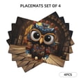 thumbnail image 3 of Placemats Set of 4 / 6, Quirky Owl With Glasses Placemats for Dining Table Indoor/Outdoors Heat Resistant Washable Placemats 18" x 12", 3 of 8