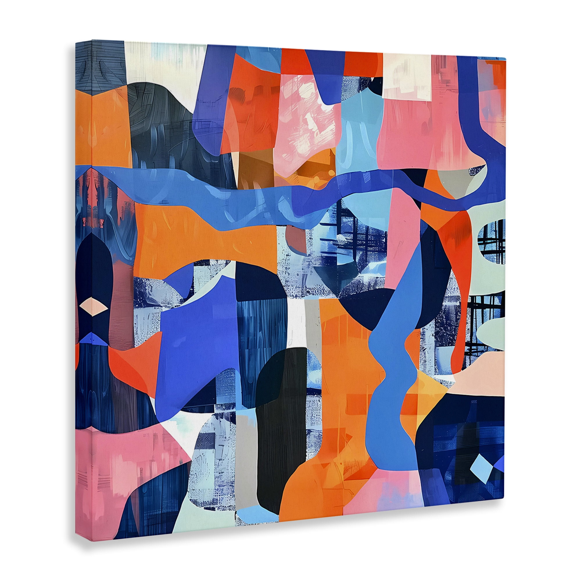 Stupell Industries Wavy Woven Shapes Collage Abstract Painting Wrapped Canvas Art Print Wall Art, 17 x 17