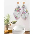 thumbnail image 2 of Spring Easter Kitchen Dish Towels for Drying Dishes Set of 2, Watercolor Eggs Tulips Flower Wreath Wood Gray Waffle Weave Microfiber Hand Tea Bathroom Towels Quick Dry & Absorbent Towel 12x12, 2 of 7
