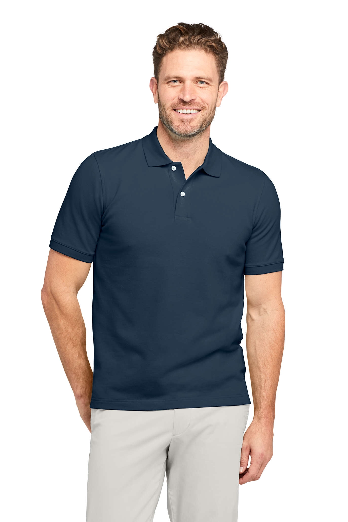NEW LANDS END MENS S//S MESH POLO SHIRT XL //TALL SAIL BLUE TRADITIONAL FIT