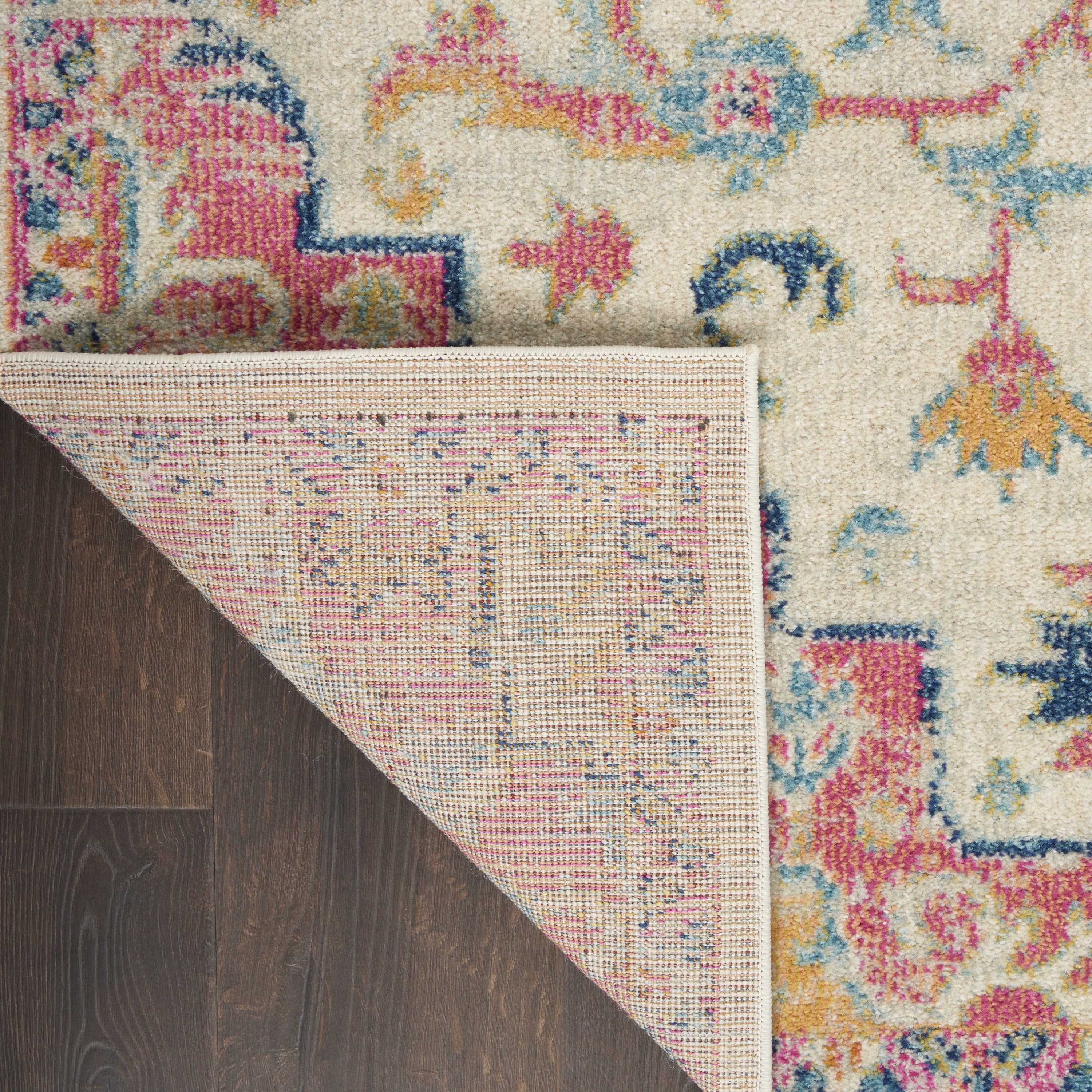 Nourison Passion Ivory/Pink 9' x 12' Area Rug, Transitional, Boho, Bed Room, Living Room, Dining Room, Kitchen, , Easy Cleaning, Non Shedding (9' x 12')