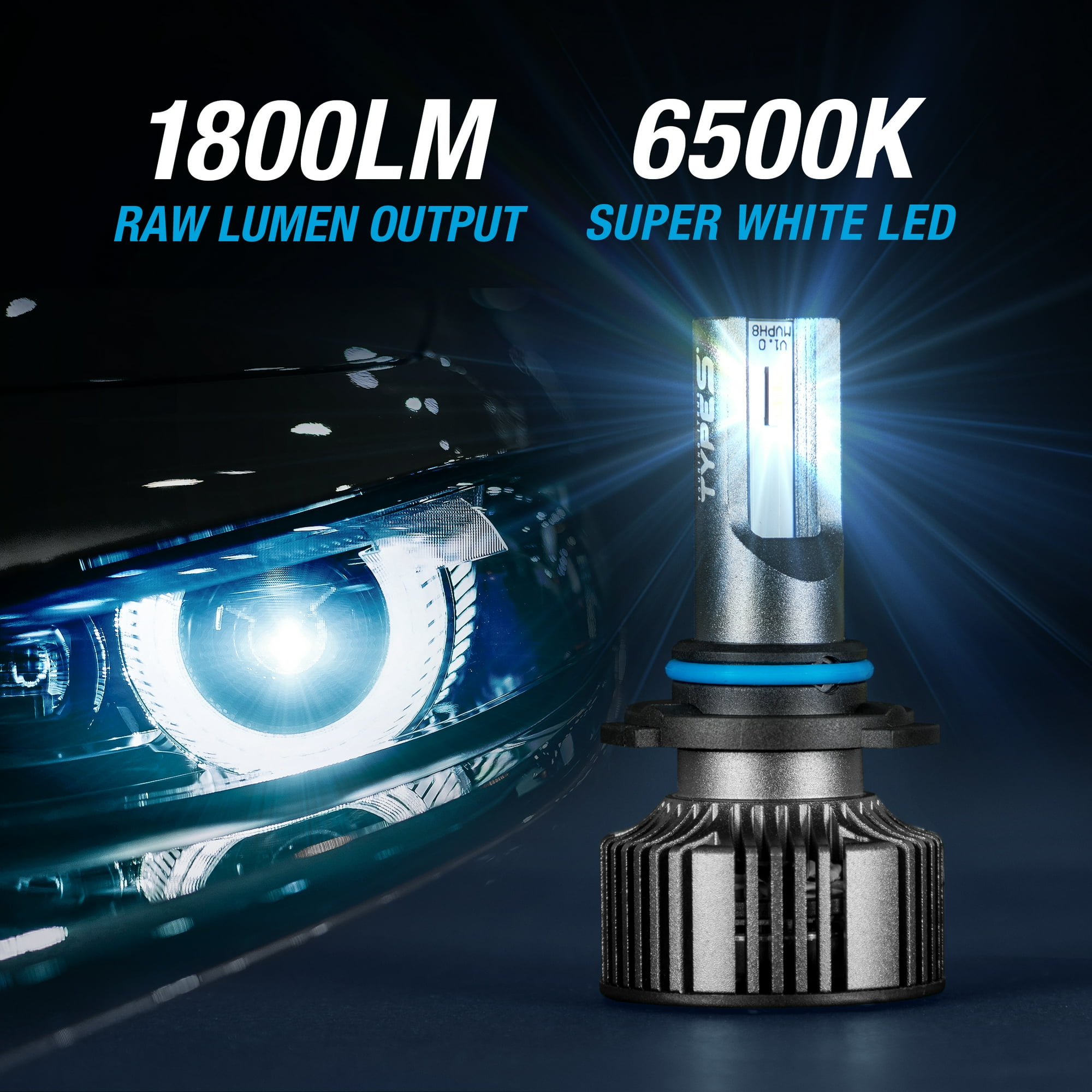 TYPE S - 9005/9006 UltraBright LED Fog Light - 1800LM Each, 6500K, 26W, Powersports, 2 Pack