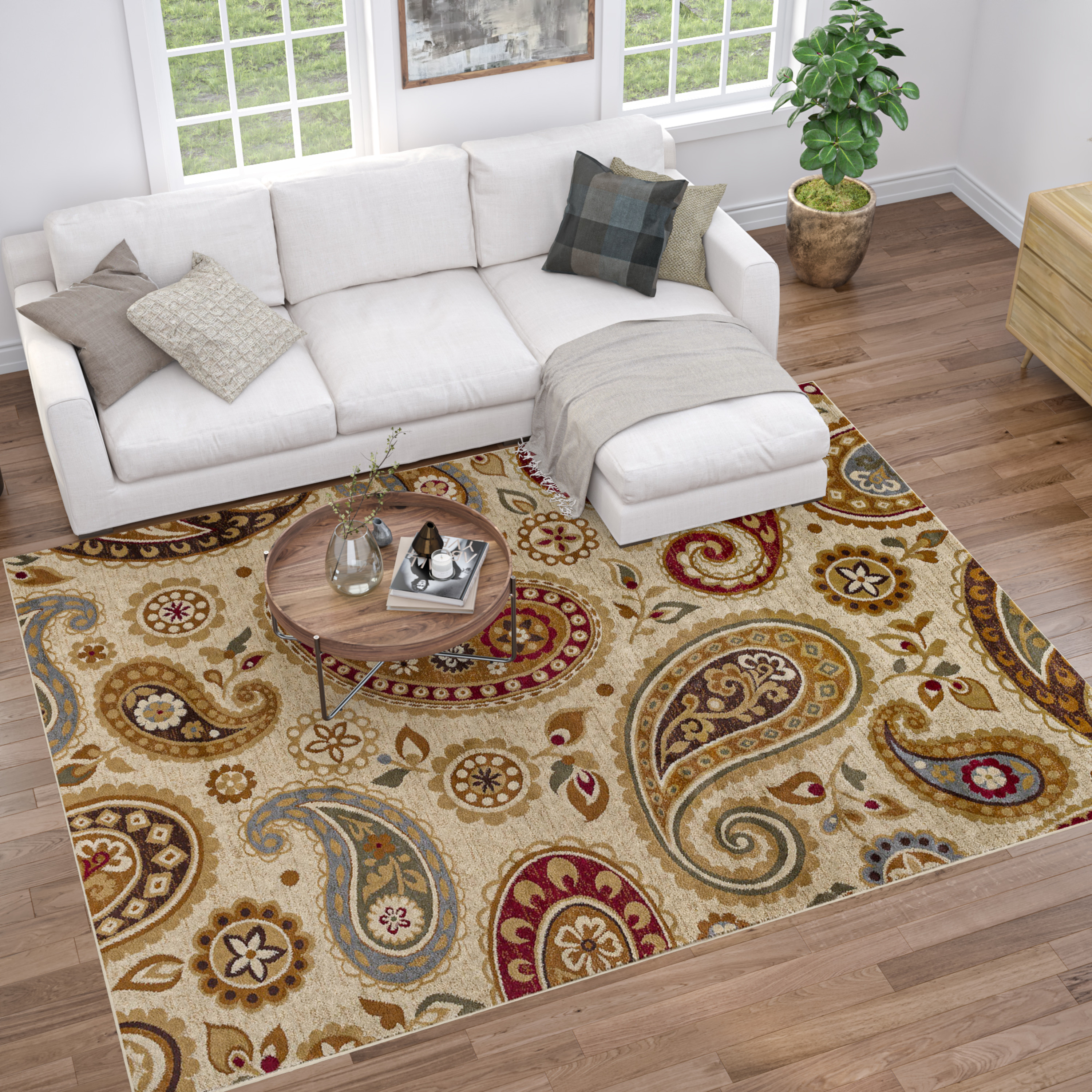 Impressions Transitional 8' x 10' Beige and Brown Polypropylene Indoor Area Rug