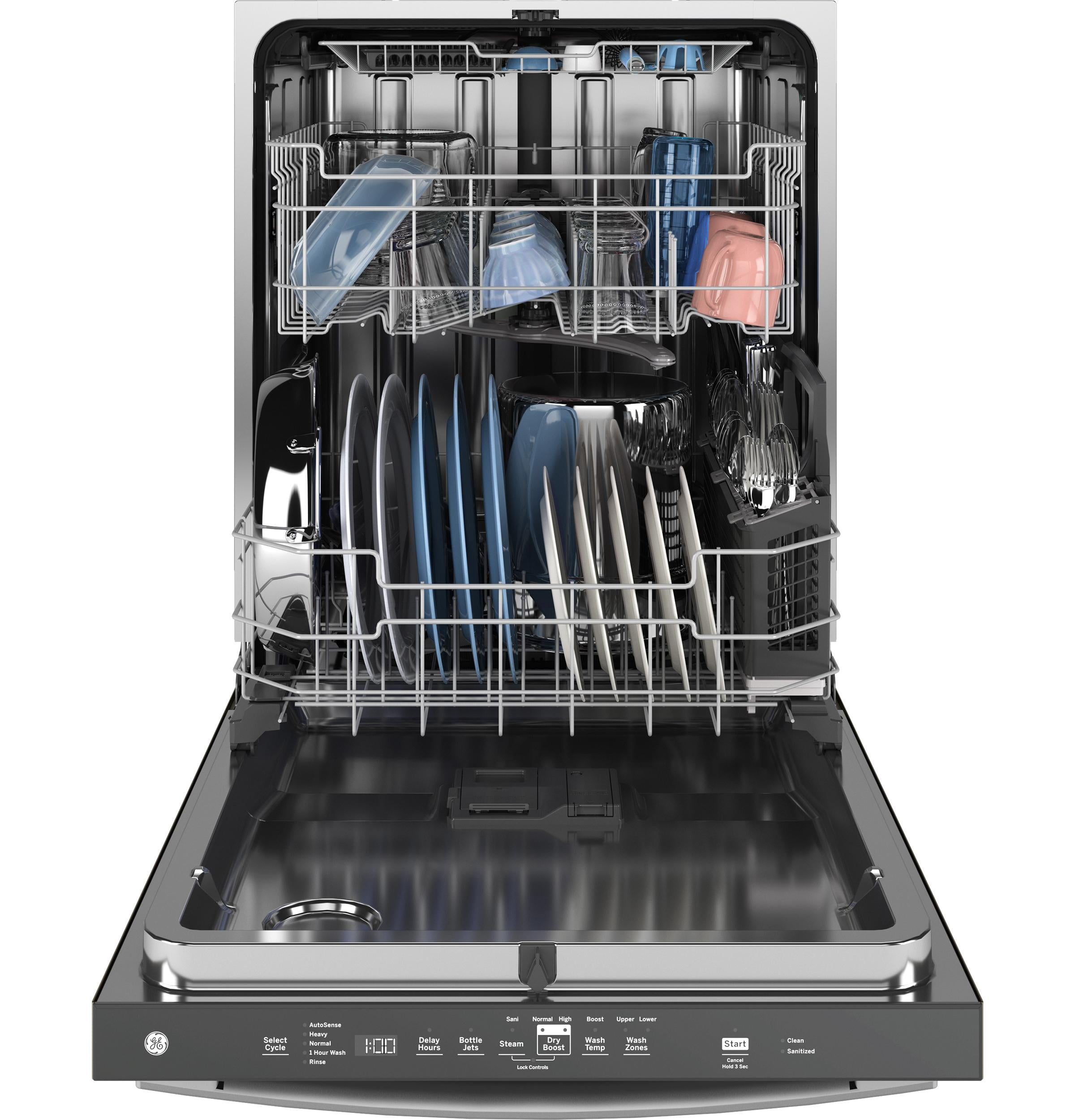GE® Top Control with Stainless Steel Interior Dishwasher with Sanitize Cycle