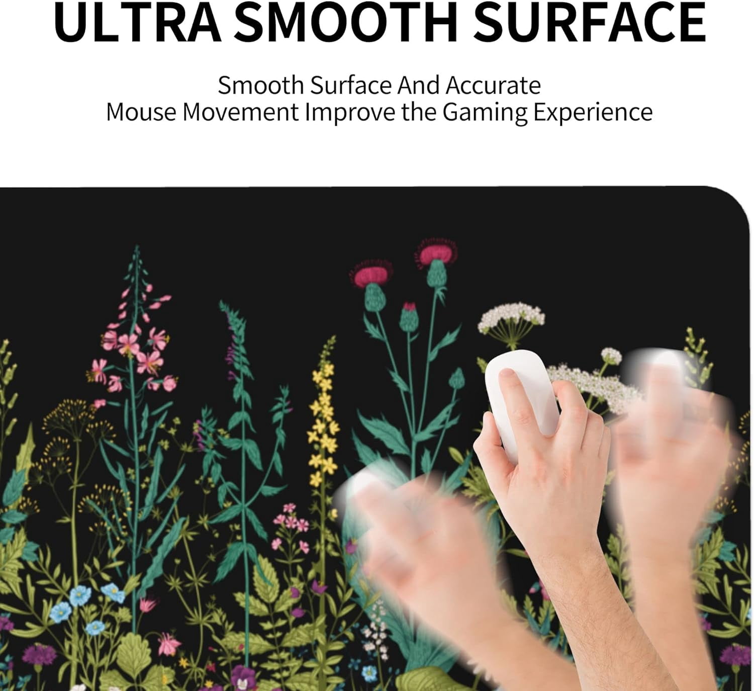Extended Gaming Mouse Pad (35.5x16 in), Stable Rubber Base Large Mouse pad with Stitched Edges, Keyboard Mouse Mat Desk Pad for Work, Game, Office, Home \u2013 Weeds