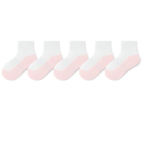 SERTG Kids Crew Socks Solid Color Winter Thickened Warmth Soft Running Socks Wicking Everyday Thermal Wear Non-Slip Kids Socks(Pink,6-8 Years)