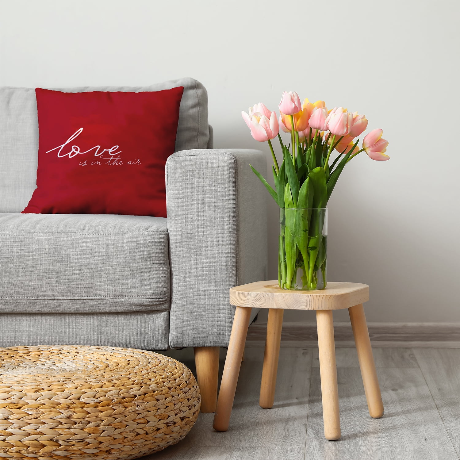 20"x20" Simply Daisy Valentines Love in the Air Poly Accent Pillow, Red Qty 1
