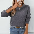 thumbnail image 2 of SWSMCLT Women's Soft Knit Sweater Long Sleeve Pullover Sweaters Thermal Knitted Short Winter Top Warm Fashion Crewneck Spring Drop Shoulder Loose Fit Dark Grey Small, 2 of 5