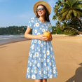 thumbnail image 4 of Disketp Daisies Flowers para Vestido de Manga Corta para Mujeres, Vestidos de Verano para Mujeres, Casual y Holgado para la Playa, 4 of 6