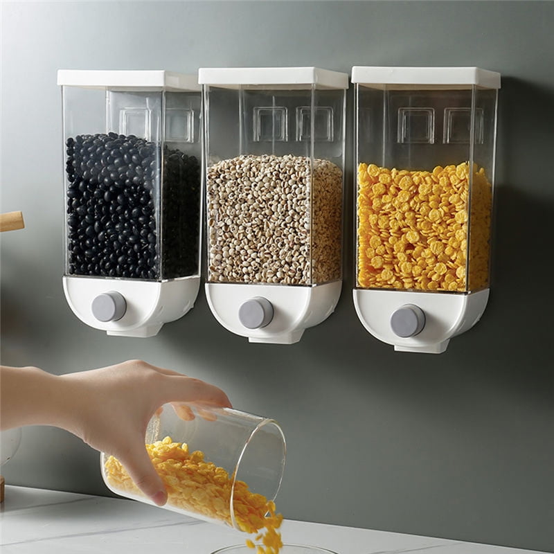 Automatic rice output Cereal Dispenser Storage Box Measure Cup Container cans 