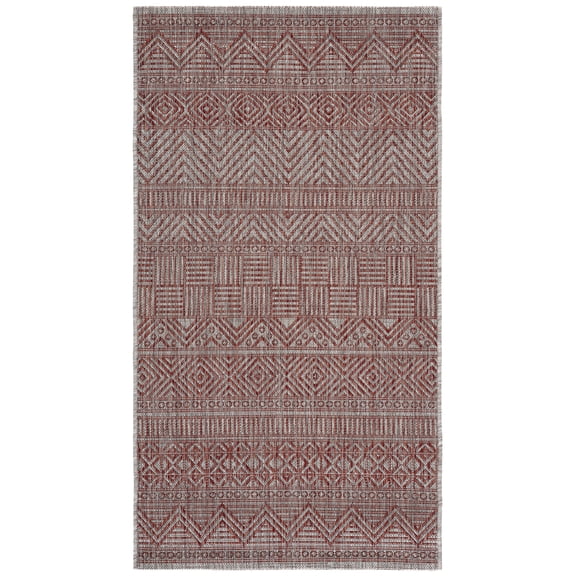 SAFAVIEH Courtyard Altan Geometric Indoor/Outdoor Area Rug, Beige/Rust, 2'7" x 5'