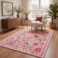 thumbnail image 4 of KUETH 5x7 Low Pile Soft Floral Rug for Living Room, Machine Washable Soft Non Slip Backing Area Rug, Blush Pink Rug for Bedroom Dining Room, 4 of 5