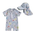 thumbnail image 6 of SGMVNU Baby Boys 1 Piece Swimsuit with Swim Cap Cartoon Print Swimwear for Summer Front Zipper Short Sleeve Swim Suit Grey-1 Size 18-24 Months, 6 of 6