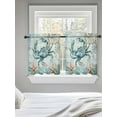 thumbnail image 5 of Coastal Crab Tier Curtains 24 Inch Length,Sheer Curtains for Bedroom Living Room Window Teal Nautical Beach Starfish Vintage Rod Pocket Drapes Kitchen Curtains Small Half Window 27.5"x24" 2 Panels, 5 of 7