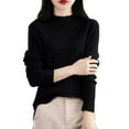thumbnail image 3 of ManxiVoo Women's Ribbed Knit Turtleneck Sweater Long Sleeve Pullover Basic Top for Fall 2025 Versatile Layering Piece M Size Black, 3 of 6