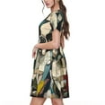 thumbnail image 2 of Balery Colorful Bulldog Duo Vestidos sueltos de manga corta para mujer, vestidos de verano 2025, vestidos casuales de corte A con vuelo., 2 of 6