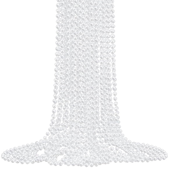 XIPENGKEJI 12 Collares largos de perlas falsas blancas de 80 cm