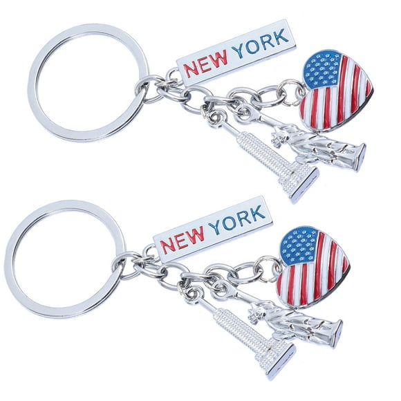Phenofice 2pcs Hanging Ornament Backpack Charm Statue of Liberty Keychains Metal Assorted Color Souvenir Travel Souvenir