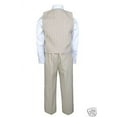 thumbnail image 5 of 4pcs Vest Sets Boys Pinstripe Formal Wedding Tuxedo Suits Khaki Taupe Beige S-20, 5 of 5