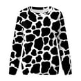 thumbnail image 4 of Womens Sweatshirt Tops Spring Fashion Drop Shoulder Cow Printed Long Sleeve Loose Fit Round Neck Casual Sweatshirt for Women Sweatshirts Pullover Fall Tops, 4 of 4
