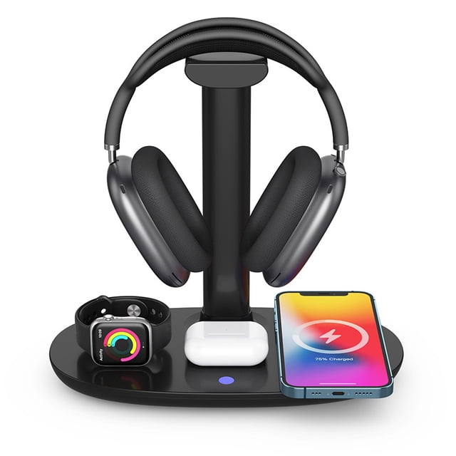 Soporte para auriculares, cargador inalámbrico seis en uno, reloj, auricular, teléfono móvil, cargador inalámbrico multifunción.