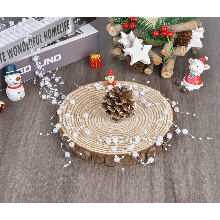 Christmas Tree Beads Garland Decoration, Assorted Size Beads Garland White  Beads Chain for Christmas DIY Decoration Holiday Party Supplies (White