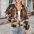 thumbnail image 3 of Jackets for Women Winter Coat Jackets Flannel Stand Collar Jacket(Golden Dog Splash Reflection,Size:S-4XL), 3 of 7
