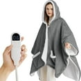 thumbnail image 5 of Heated Blanket Wearable Shawl - Electric Wrap Poncho Blanket Hoodie for Adult, Birthday Gifts for Mom Women, Sherpa Heating Throw with 4 Time Settings & 6 Heat Settings, 55x64 inches, Grey, 5 of 6