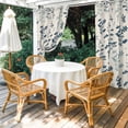 thumbnail image 4 of Outdoor Curtains for Patio Waterproof, Blue Teal Botanical Outdoor Privacy Panels Grommet, Rustic Country Spring Floral Summer Leaf Blackout Outside Curtains for Porch/Cabana 54"x108", 1 Panel, 4 of 8