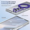 thumbnail image 3 of ELEHOLD Rugged Clear Case for Samsung Galaxy Z Fold 5, Transparent Non-Slip Ring Kickstand Lightweight Shock-Absorbent Magnetic Case Cover with Tempered Glass Cover,Purple, 3 of 9